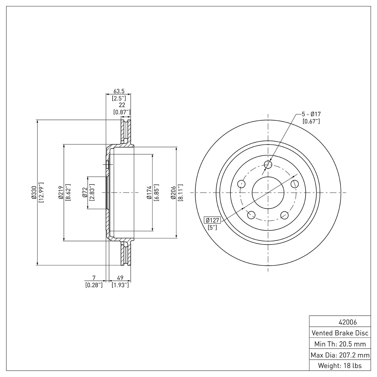 Disc Brake Rotor Dynamic Friction Company 692-600-42006