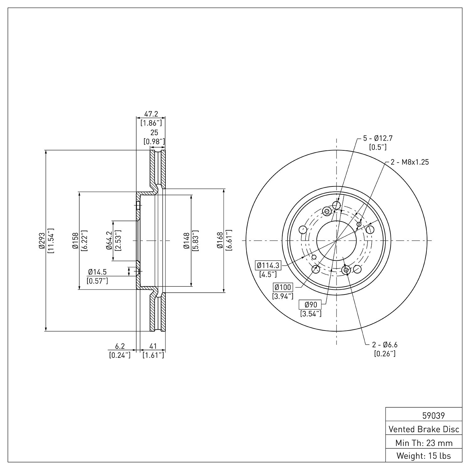 Disc Brake Rotor Dynamic Friction Company 692-600-59039