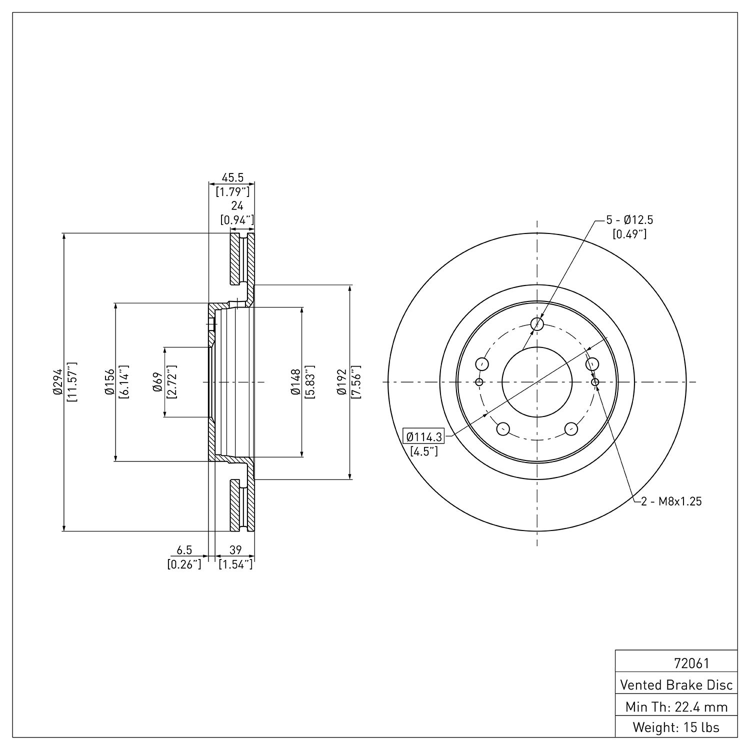 Disc Brake Rotor Dynamic Friction Company 692-600-72061