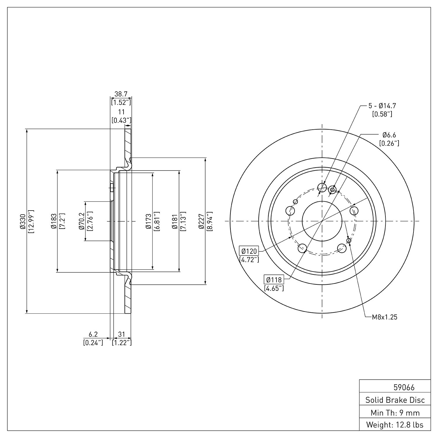 Disc Brake Rotor Dynamic Friction Company 692-600-59066
