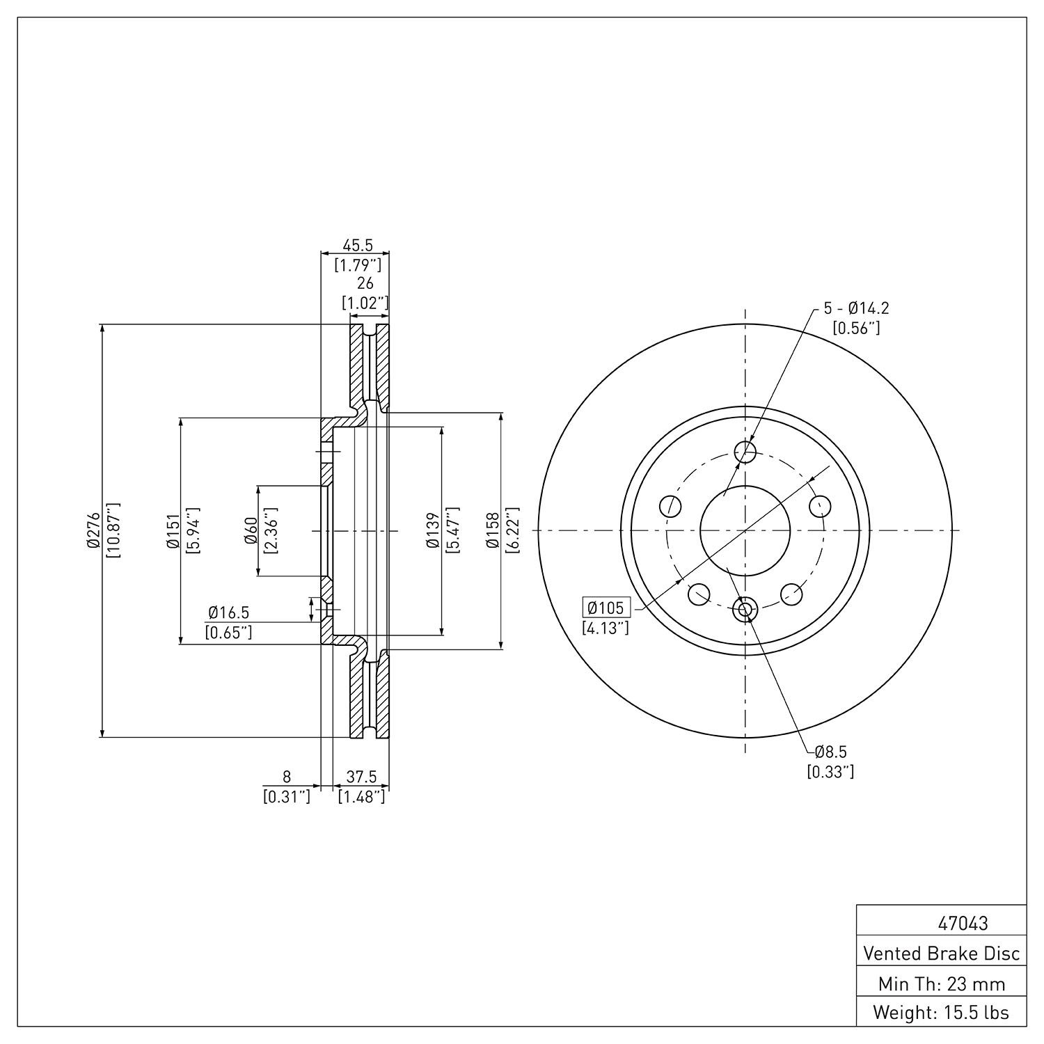 Disc Brake Rotor Dynamic Friction Company 692-600-47043