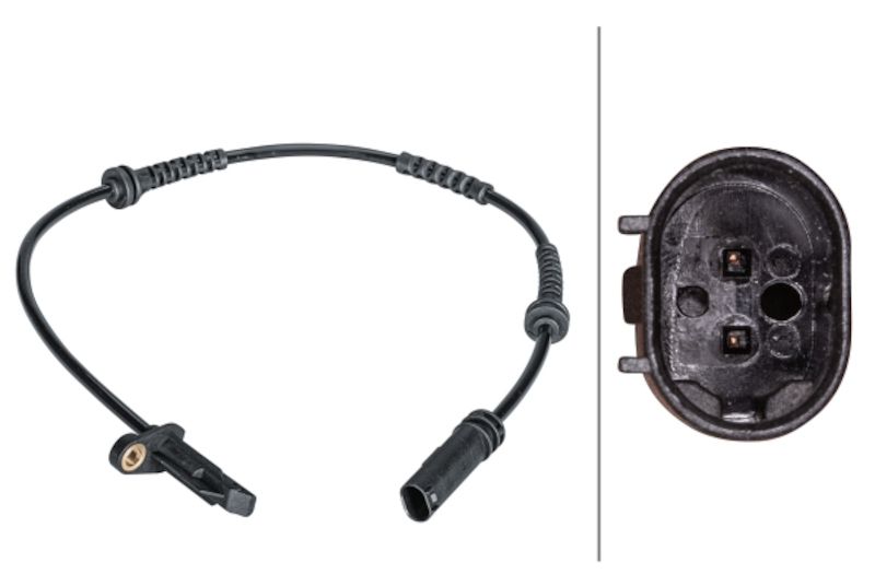 Sensor, wheel speed - 2-pin connector - Rear - Cable: 510mm Hella 86-012679541