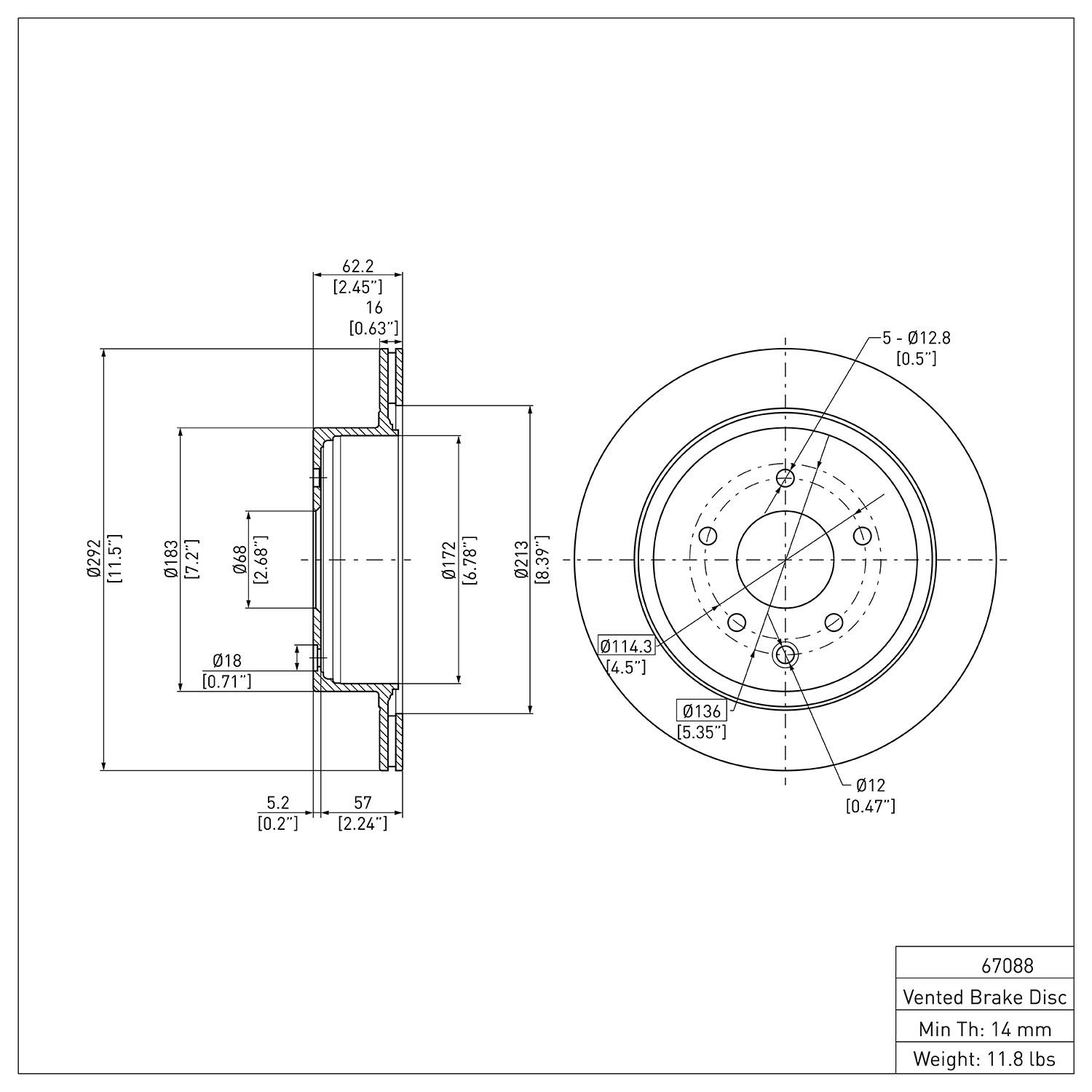 Disc Brake Rotor Dynamic Friction Company 692-600-67088