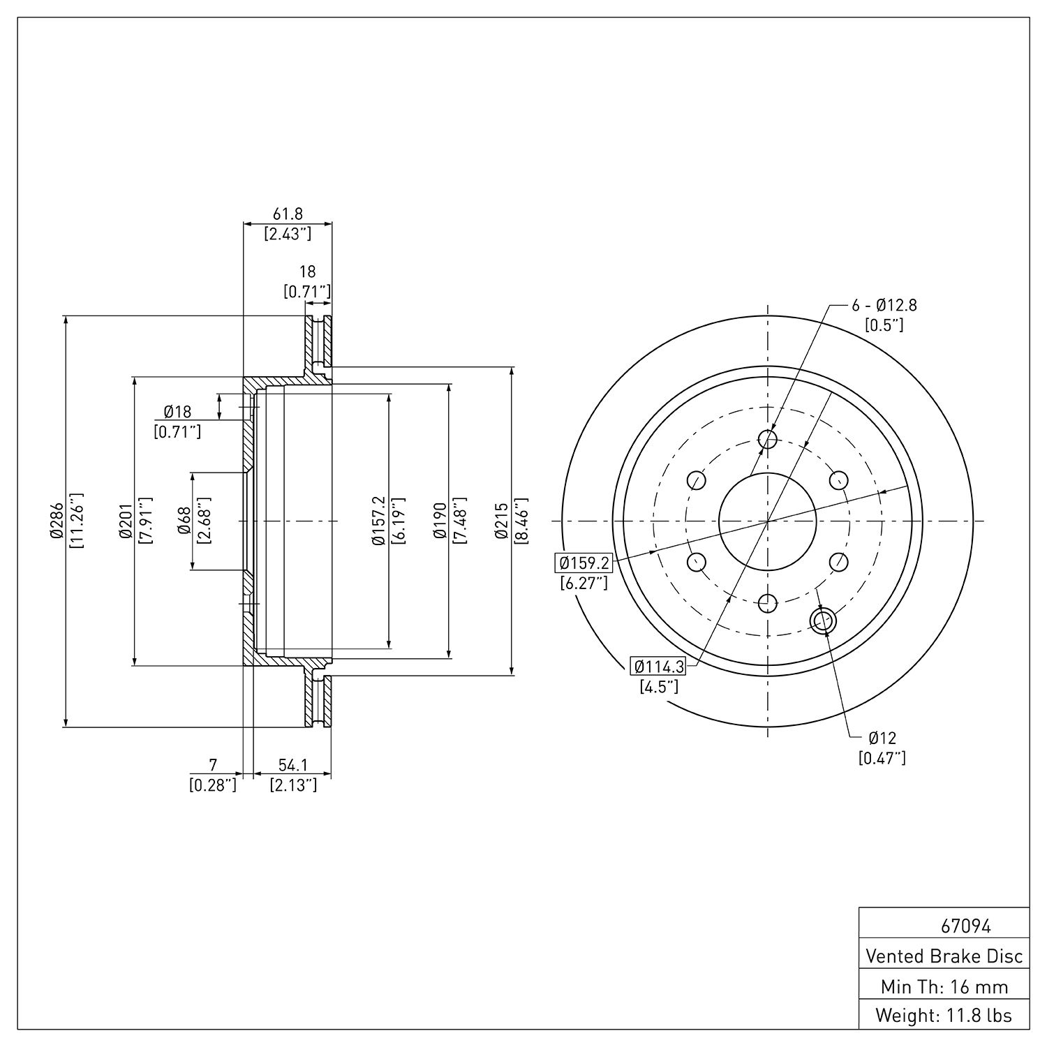 Disc Brake Rotor Dynamic Friction Company 692-600-67094