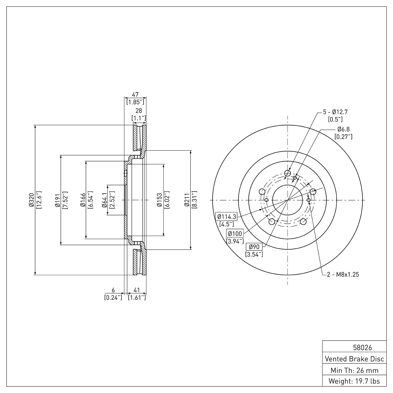 Disc Brake Rotor Dynamic Friction Company 692-600-58026