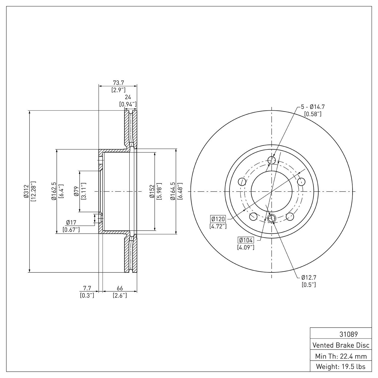 Disc Brake Rotor Dynamic Friction Company 692-600-31089