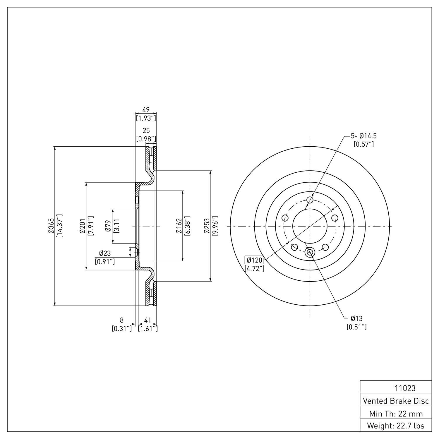 Disc Brake Rotor Dynamic Friction Company 692-600-11023