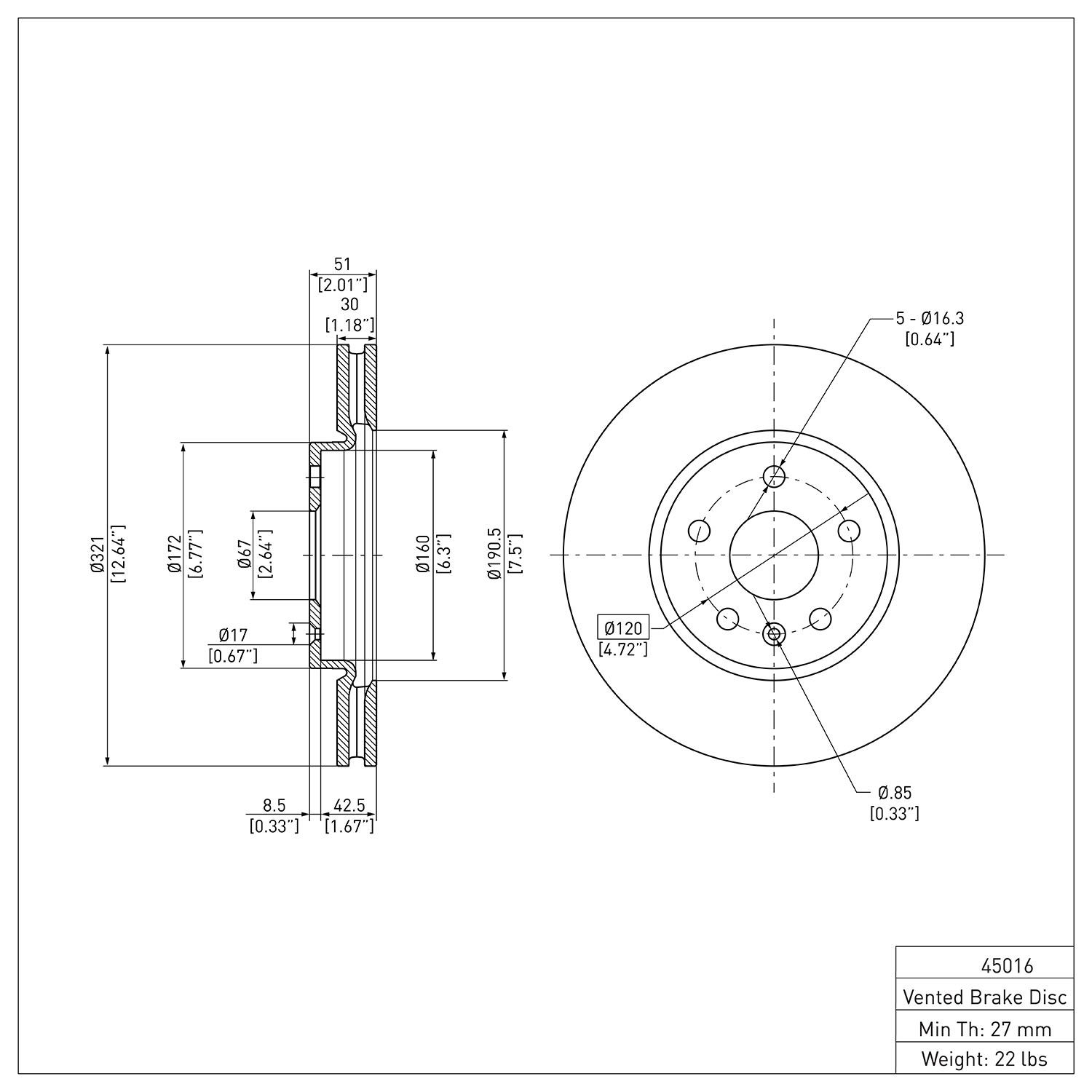 Disc Brake Rotor Dynamic Friction Company 692-600-45016