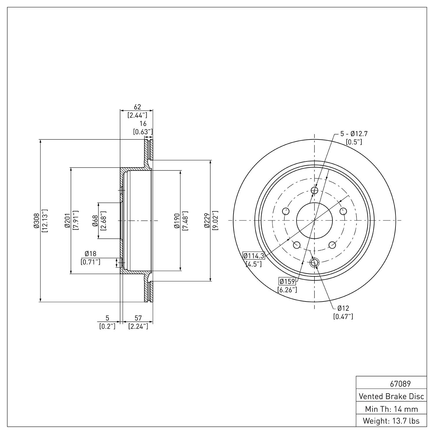 Disc Brake Rotor Dynamic Friction Company 692-600-67089