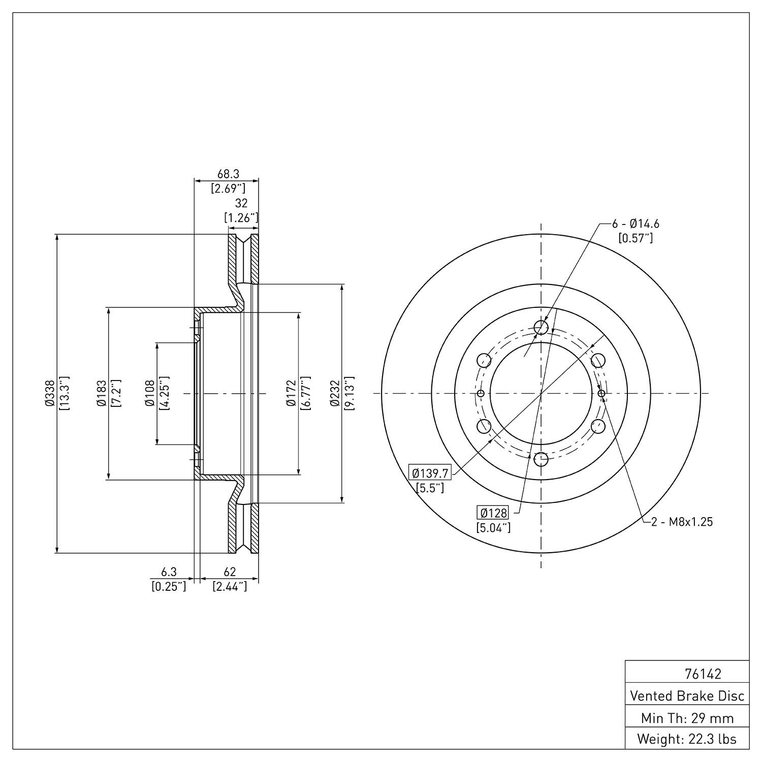 Disc Brake Rotor Dynamic Friction Company 692-600-76142