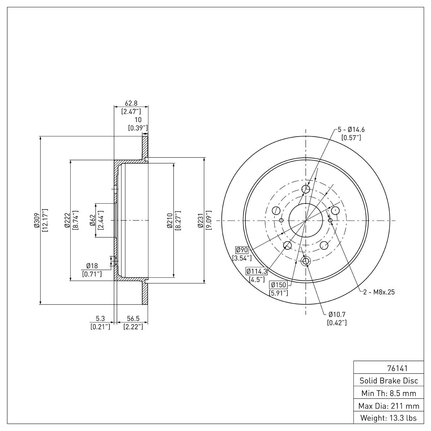 Disc Brake Rotor Dynamic Friction Company 692-600-76141