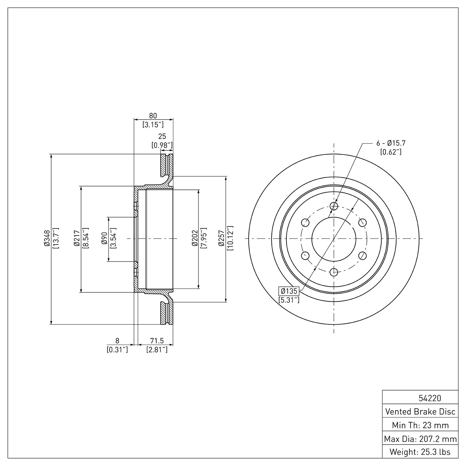 Disc Brake Rotor Dynamic Friction Company 692-600-54220