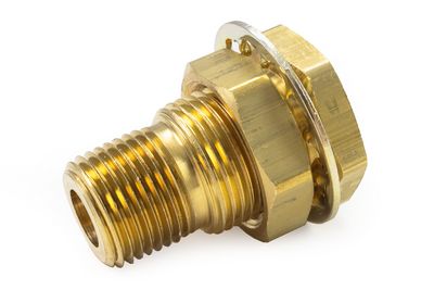 Bulkhead Fitting, Brass, 1-7/8", .38" x 1.25" Brass Nut