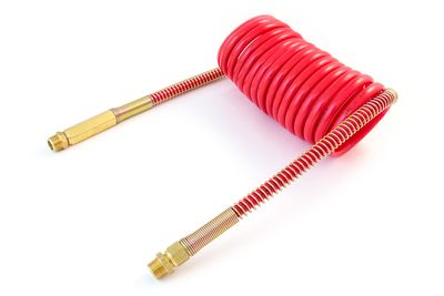 Coiled Air with Brass Handle, 15', Red