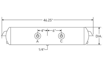 Air Tank, 9.5" Diameter,  3/4" (2) Main Ports, 3/8" (2) End Ports, 3005 cu in