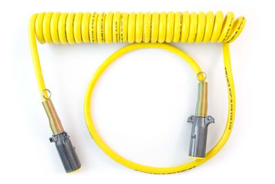 7-Way ISO Cable - 15ft, Coiled, 12" & 48" Leads