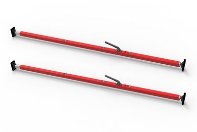 SL-30 Cargo Bar, 84"-114", Articulating Feet, Red, Stainless Steel Hardware, Pack of 2