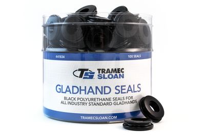 Gladhand Seal Retail Bucket Display, Black Poly Seals