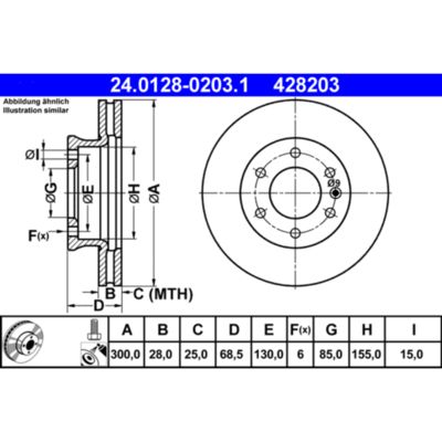 ATE 428203 Disc Brake Rotor