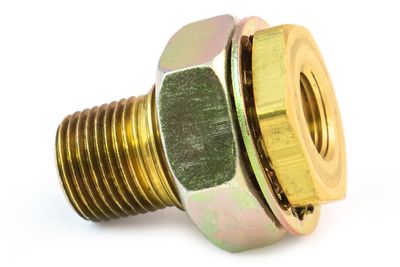 Bulkhead Fitting, Brass, 1-7/8", .55" x 1.460" Steel Nut