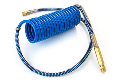 Coiled Air with Brass Handle, 15' with 40" Lead, Blue