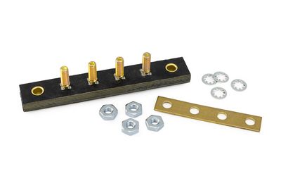 Busbar, Brass, 4-Gang, 10-32 Stud Terminals