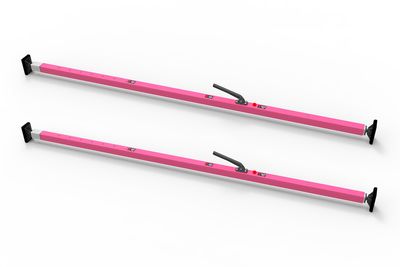 SL-30 Cargo Bar, 84"-114", Articulating Feet, Pink, Stainless Steel Hardware, Pack of 2