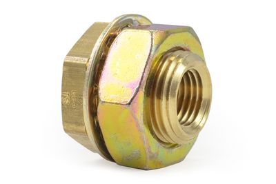 Bulkhead Fitting, Brass, 15/16", .41" x 1.1" Steel Nut