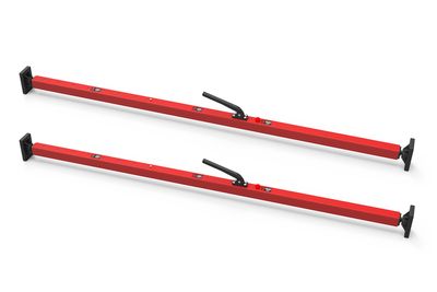 SL-20 Cargo Bar, 69"-96", Articulating Feet, Red, Stainless Steel Hardware, Pack of 2
