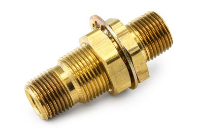 Bulkhead Fitting, Brass, 2-7/8", .38" x 1.25" Brass Nut