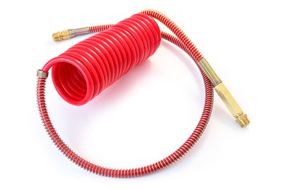 Coiled Air with Brass Handle, 15' with 40" Lead, Red