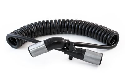 Sonogrip Cable - 15ft, Coiled, Black Jacket, 12" Leads, Straight/Angled Zinc Plugs, 1/10-6/12 GA Wire