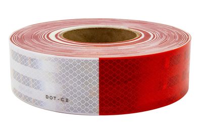 DOT-C2 Reflective Tape, 150' Roll, 6" red x 6" white pattern