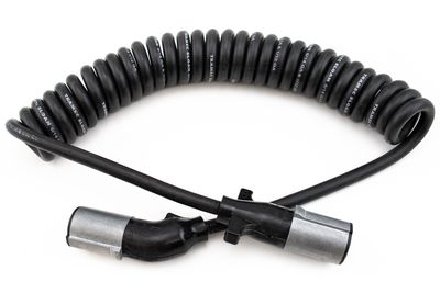 Sonogrip Cable - 15ft, Coiled, Black Jacket, 12" Leads, Straight/Angled Zinc Plugs, 1/12-6/14 GA Wire