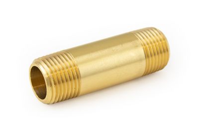 Long Brass Nipple, 1-1/2" Length, 1/2"