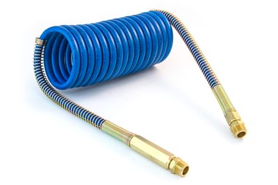 Coiled Air with Brass Handle, 15', Blue