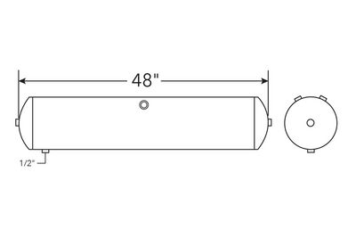 Air Tank, 9.5" Diameter, 3/8" (2) Specialty Ports, 3/8" (2) End Ports, 3300 cu in