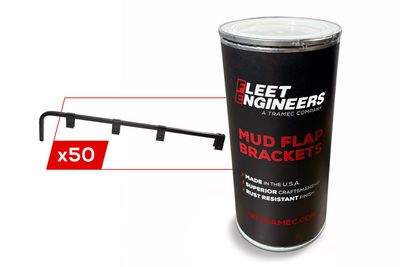 Point-of-Purchase Barrel Stocked with 50 Mud Flap Brackets, Straight, 5/8", Right Angle